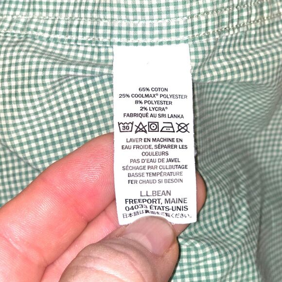 LL Bean Green Check‎ Shirt Mens Large Button Down Slightly Fitted Officecore Dad - Picture 8 of 16